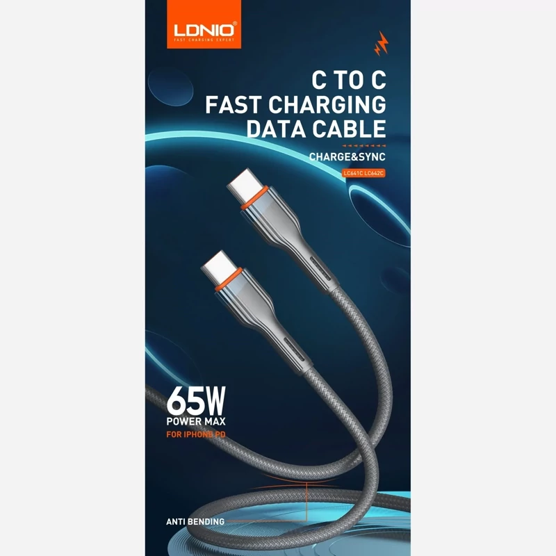 خرید کابل شارژ تایپ C به C الدینیو مدل LC641C