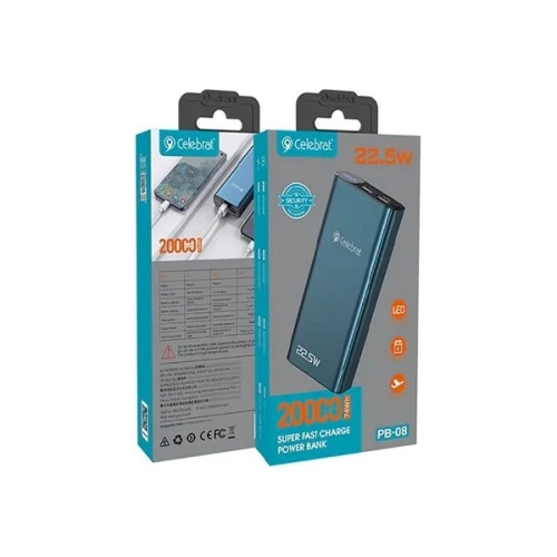 پاوربانک ۲۰۰۰۰ میلیآمپر سلبریت مدل PB-08