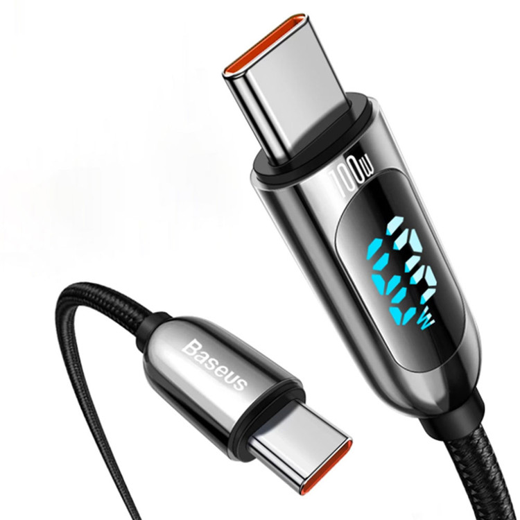 کابل USB C به C بیسوس با نمایشگر شارژ