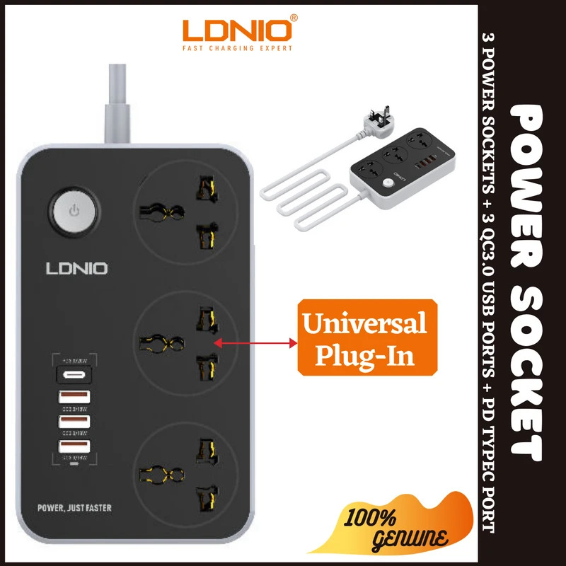 محافظ برق و شارژر چندکاره LDNIO SC3412