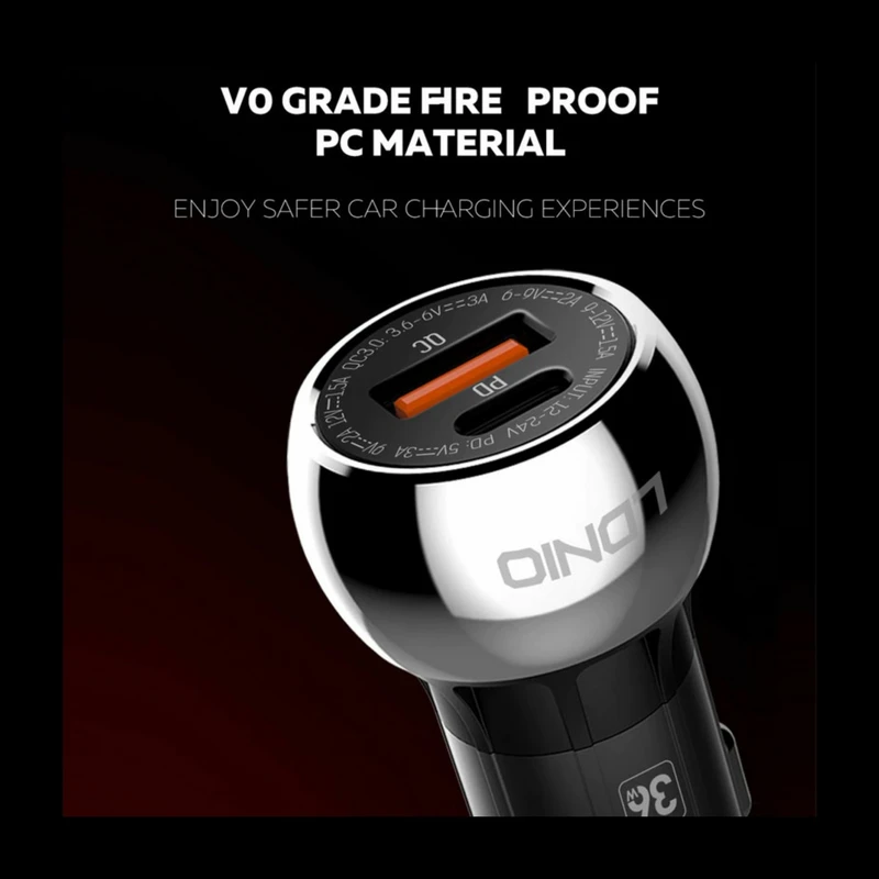 قیمت شارژر فندکی LDNIO C1 با کابل USB-C