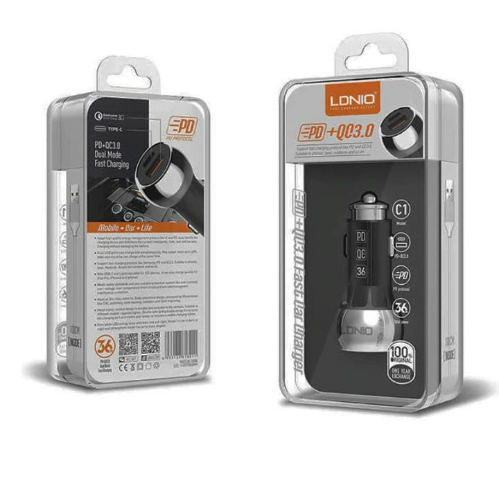 شارژر فندکی سریع ۳۶ وات LDNIO C1