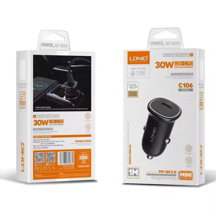 قیمت شارژر فندکی LDNIO LD-C106 با کابل USB-C