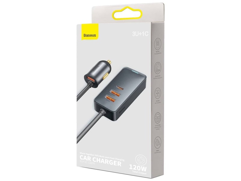 شارژر فندکی چند پورت Baseus 120 وات