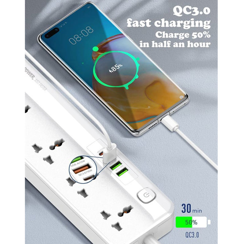 چندراهی برق و شارژر LDNIO SC5415 امکانات کامل