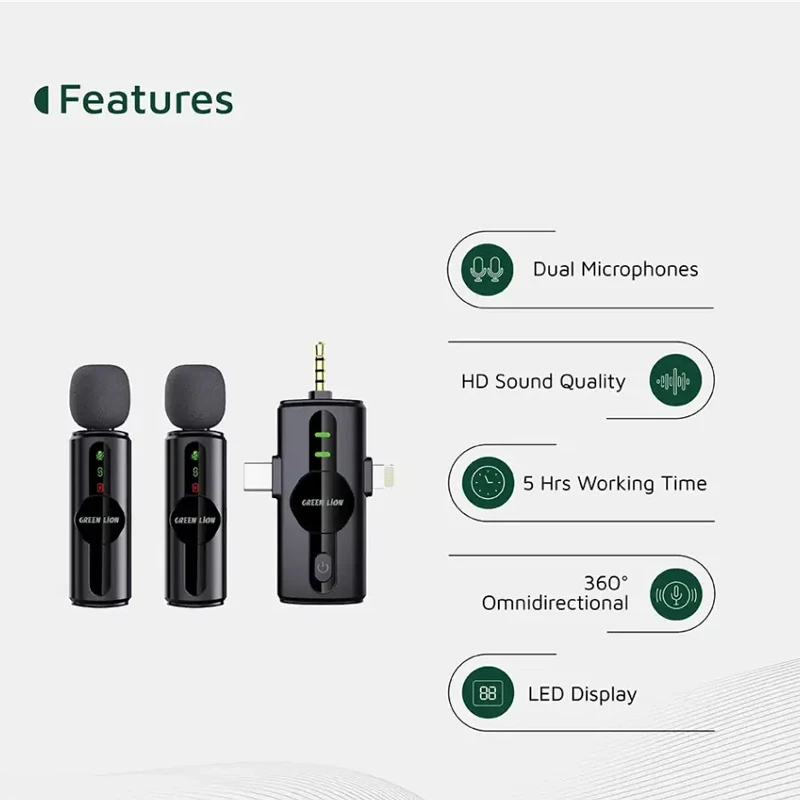 ست میکروفن گرین‌لاین با Lightning و USB-C